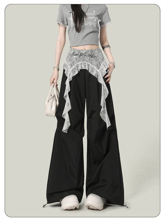 Hiphop street dance skirt curtain layered lace stitching waist scarf-PL024