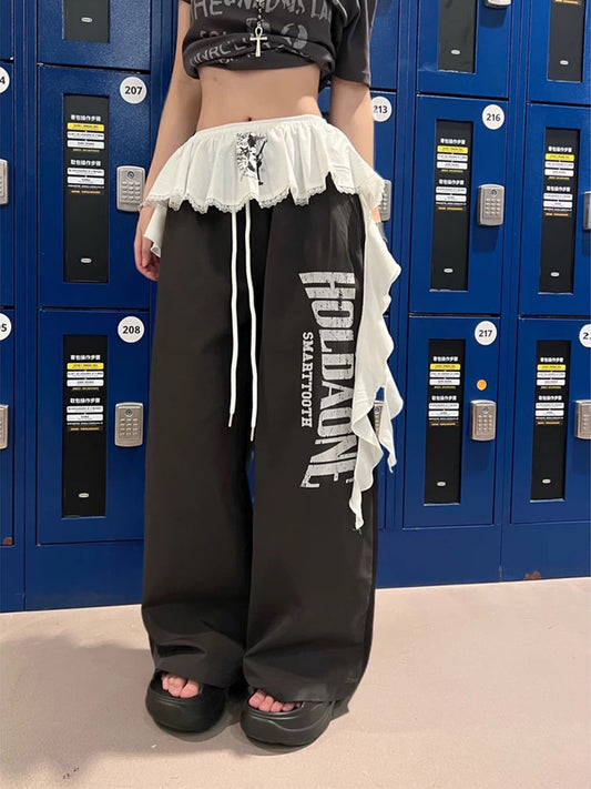 Elegant tassel lace fart curtain female hot girl jazz dance waist layered skirt -