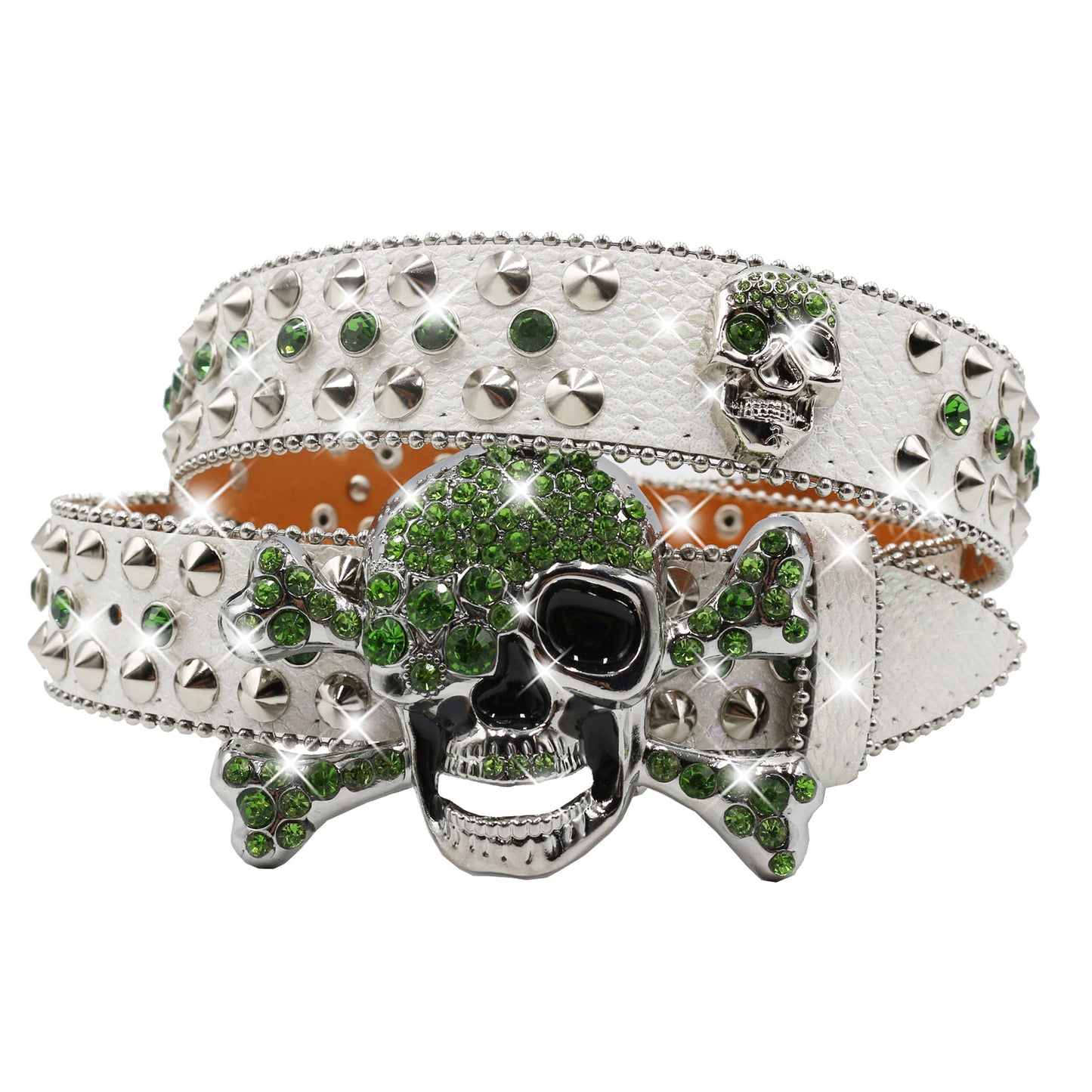 Skull Chain Belt - Y2K Rhinestone & Crystal Punk Belt for Hip Hop Baddie Aesthetic YD002-2