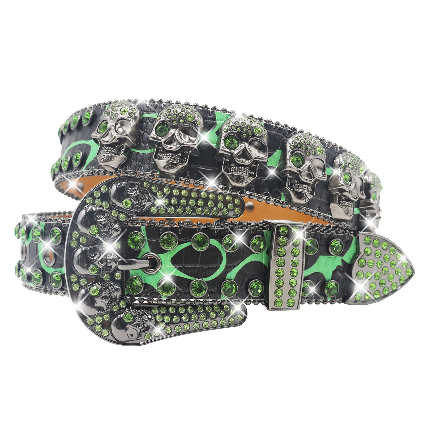 Rhinestone Skull Belt for Y2K - Rapper Hip Hop Style Chain Belt, Edgy Punk Rock Waist Accessory YD002-1