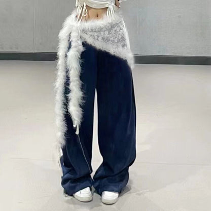 Faux Fur Waist Chain Belt - Long Striped Fringe Belt for Dance Costumes and Wild Style PL026
