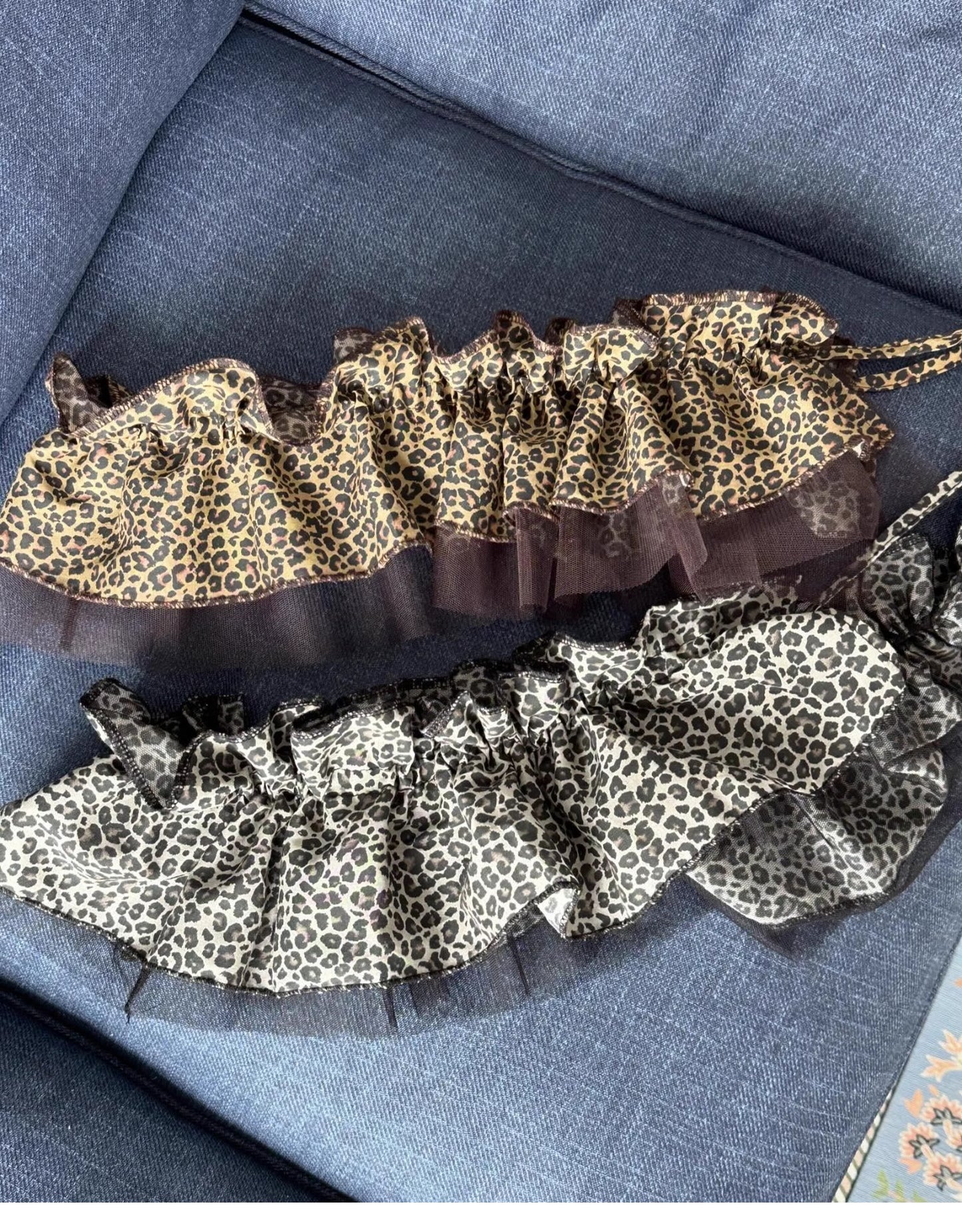 Leopard Mesh Layering Skirt - Double-Layer Drawstring Waist Wrap PL031