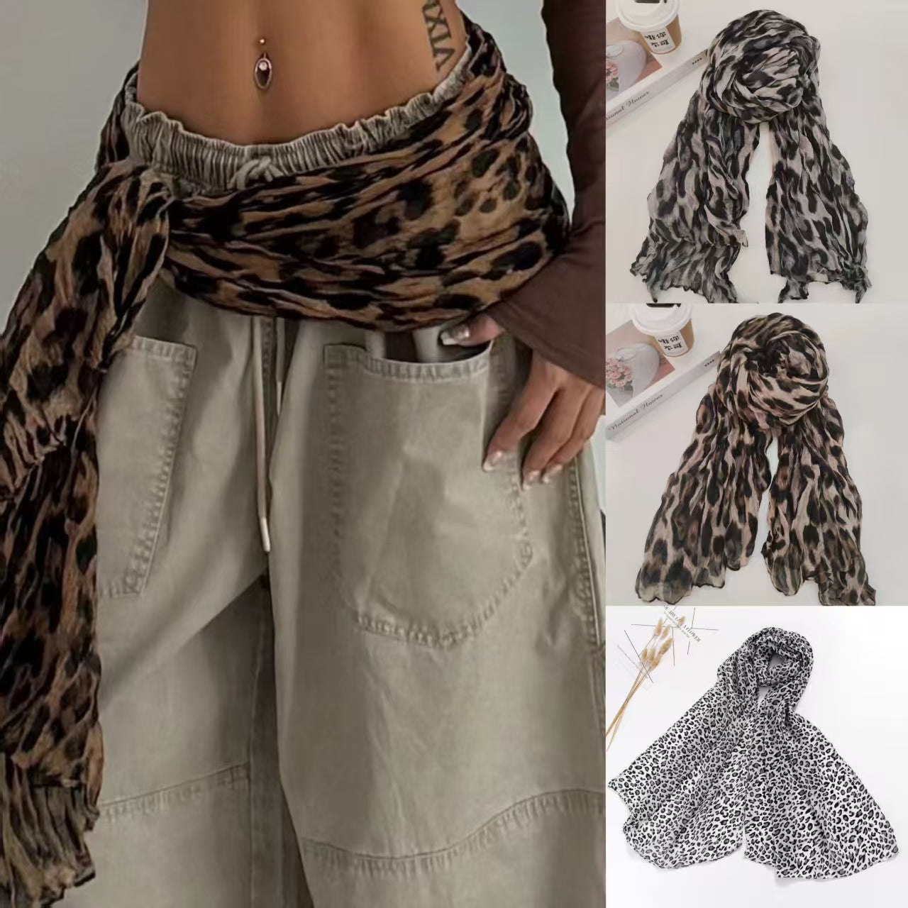Leopard Print Waist Chain - Multi-Way Hip Scarf & Wrap PL017