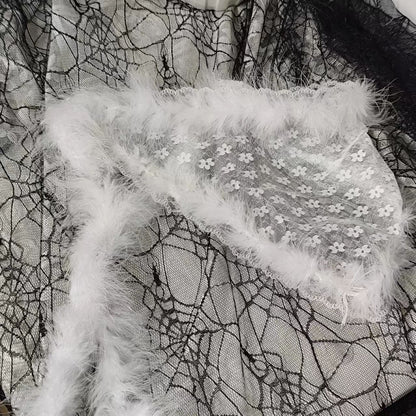 Faux Fur Waist Chain Belt - Long Striped Fringe Belt for Dance Costumes and Wild Style PL026