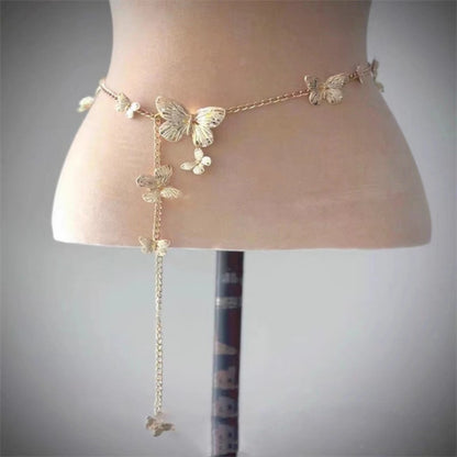 New butterfly waist chain, gold romantic spring accessory necklace, perfect for skirts and jeans JSYD001