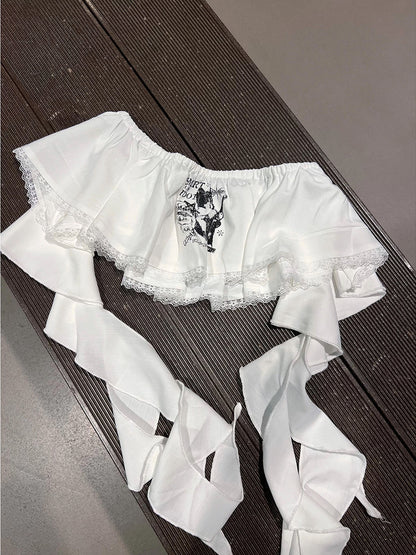 Elegant tassel lace fart curtain female hot girl jazz dance waist layered skirt -