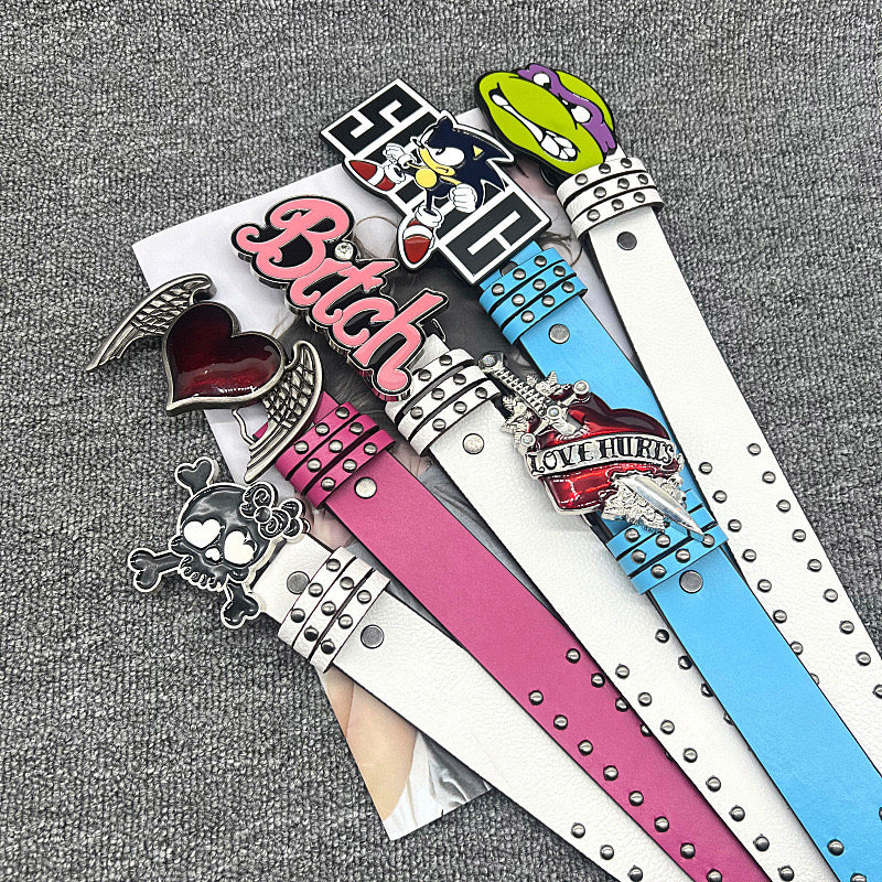 Hello Kitty Buckle Belt - Cartoon Y2K Denim Strap, Versatile Unisex Accessory for Stylish Outfits YD013