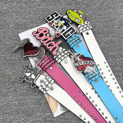 Hello Kitty Buckle Belt - Cartoon Y2K Denim Strap, Versatile Unisex Accessory for Stylish Outfits YD013