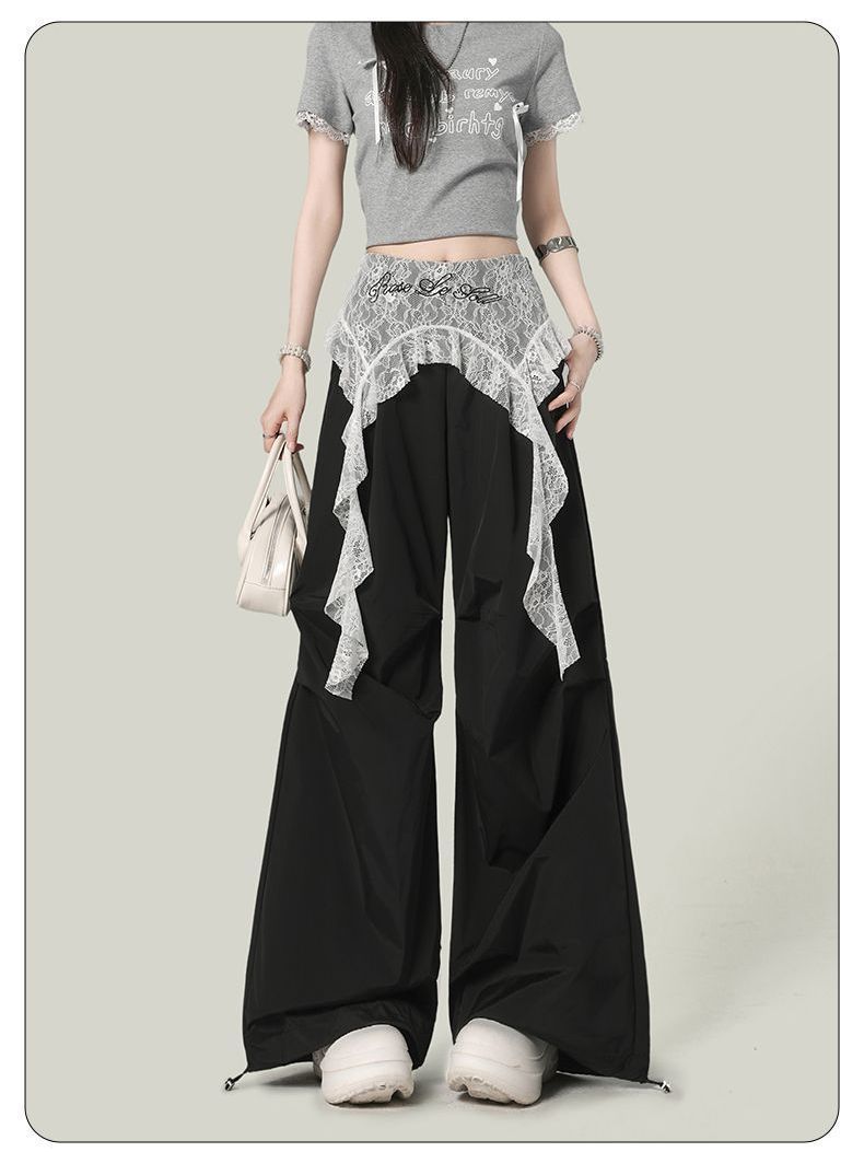 Hiphop street dance skirt curtain layered lace stitching waist scarf-PL024