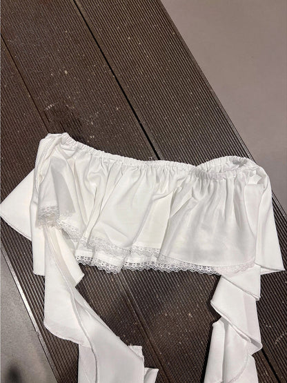 Elegant tassel lace fart curtain female hot girl jazz dance waist layered skirt -