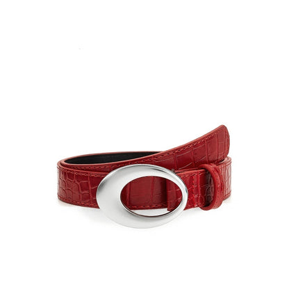 Gevine Original Crocodile Print Design Fashion Belt - Hot Girl Style Advanced Red Waist Belt RCYD001