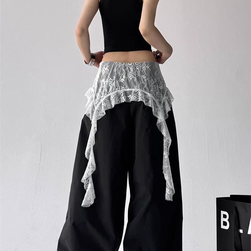 Hiphop street dance skirt curtain layered lace stitching waist scarf-PL024