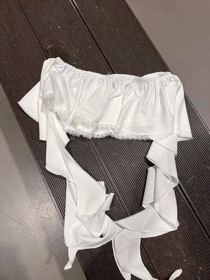 Elegant tassel lace fart curtain female hot girl jazz dance waist layered skirt -