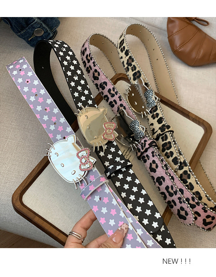 Star & Hello Kitty Belt for Women - Y2K Aesthetic Grunge Accessory for Jeans YD010