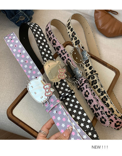 Star & Hello Kitty Belt for Women - Y2K Aesthetic Grunge Accessory for Jeans YD010