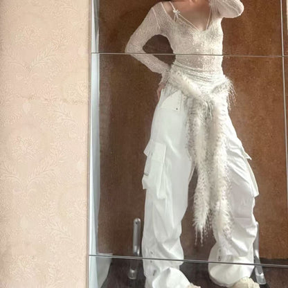 Faux Fur Waist Chain - Long Fluffy Belt for Women Sensual Boho Style-PL008