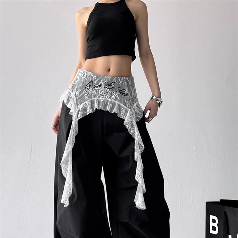 Hiphop street dance skirt curtain layered lace stitching waist scarf-PL024