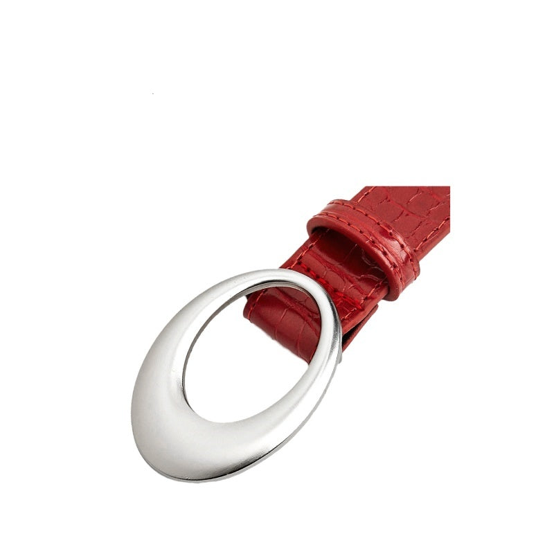 Gevine Original Crocodile Print Design Fashion Belt - Hot Girl Style Advanced Red Waist Belt RCYD001