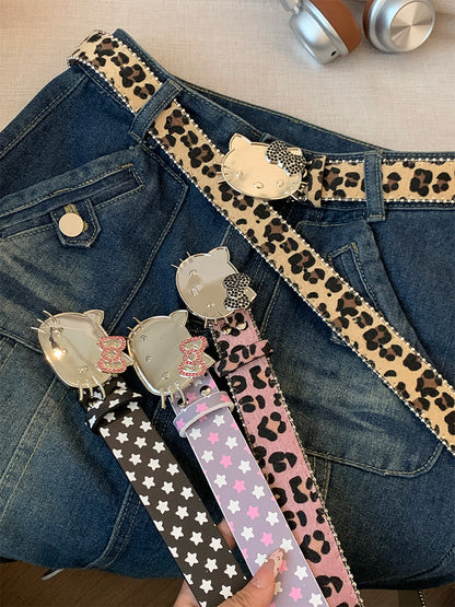 Star & Hello Kitty Belt for Women - Y2K Aesthetic Grunge Accessory for Jeans YD010