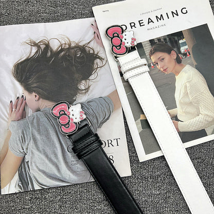 Hello Kitty Bow Buckle Belt - Y2K Aesthetic Cartoon Denim Strap YD011