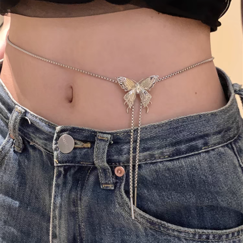 New butterfly waist chain, gold romantic spring accessory necklace, perfect for skirts and jeans JSYD001
