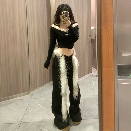 Faux Fur Waist Chain - Long Fluffy Belt for Women Sensual Boho Style-PL008