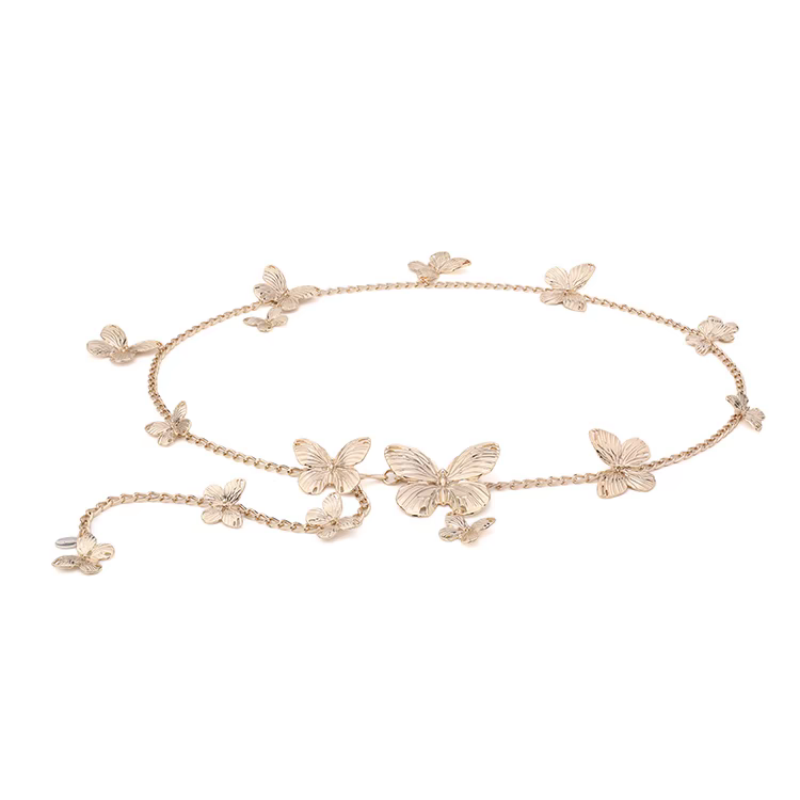 New butterfly waist chain, gold romantic spring accessory necklace, perfect for skirts and jeans JSYD001