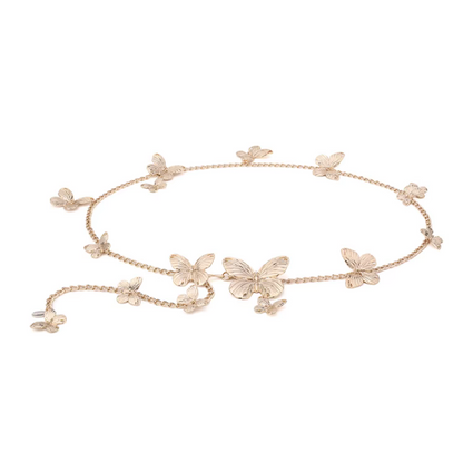 New butterfly waist chain, gold romantic spring accessory necklace, perfect for skirts and jeans JSYD001