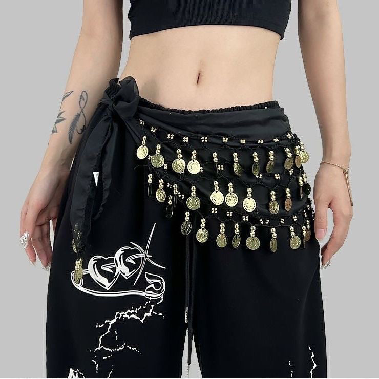 Belly Dance Hip Scarf with Sequins - Oriental Style Jazz Waist Chain PL002