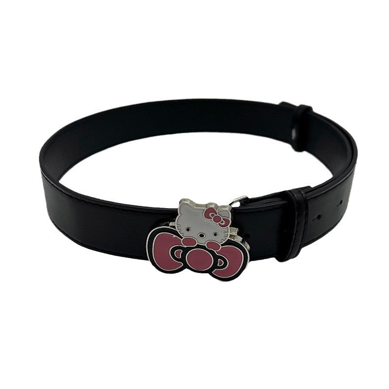 Hello Kitty Bow Buckle Belt - Y2K Aesthetic Cartoon Denim Strap YD011