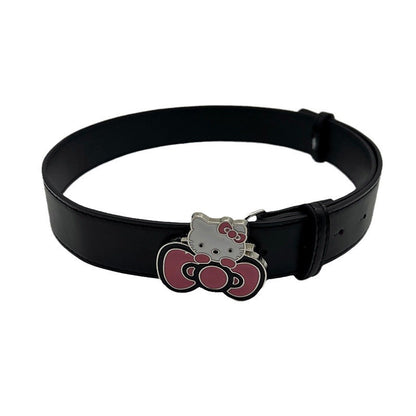 Hello Kitty Bow Buckle Belt - Y2K Aesthetic Cartoon Denim Strap YD011