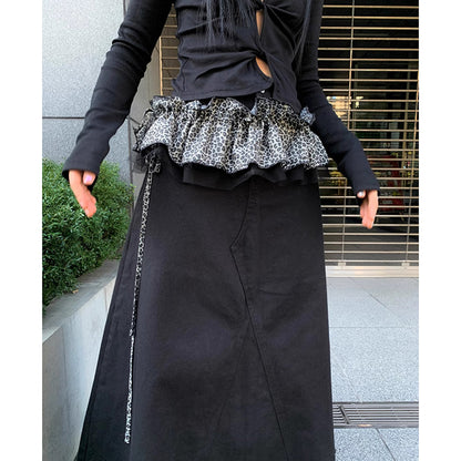 Leopard Mesh Layering Skirt - Double-Layer Drawstring Waist Wrap PL031