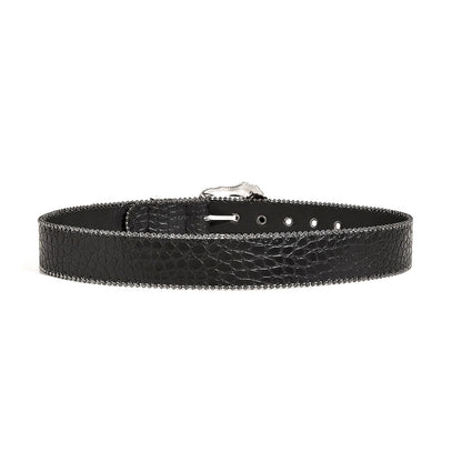 Gevine Original Crocodile Print Black Belt - Unique Retro American Y2K Style Unisex Waist Belt RCYD006