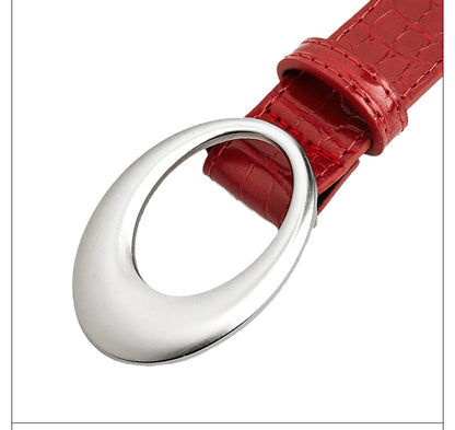 Gevine Original Crocodile Print Design Fashion Belt - Hot Girl Style Advanced Red Waist Belt RCYD001