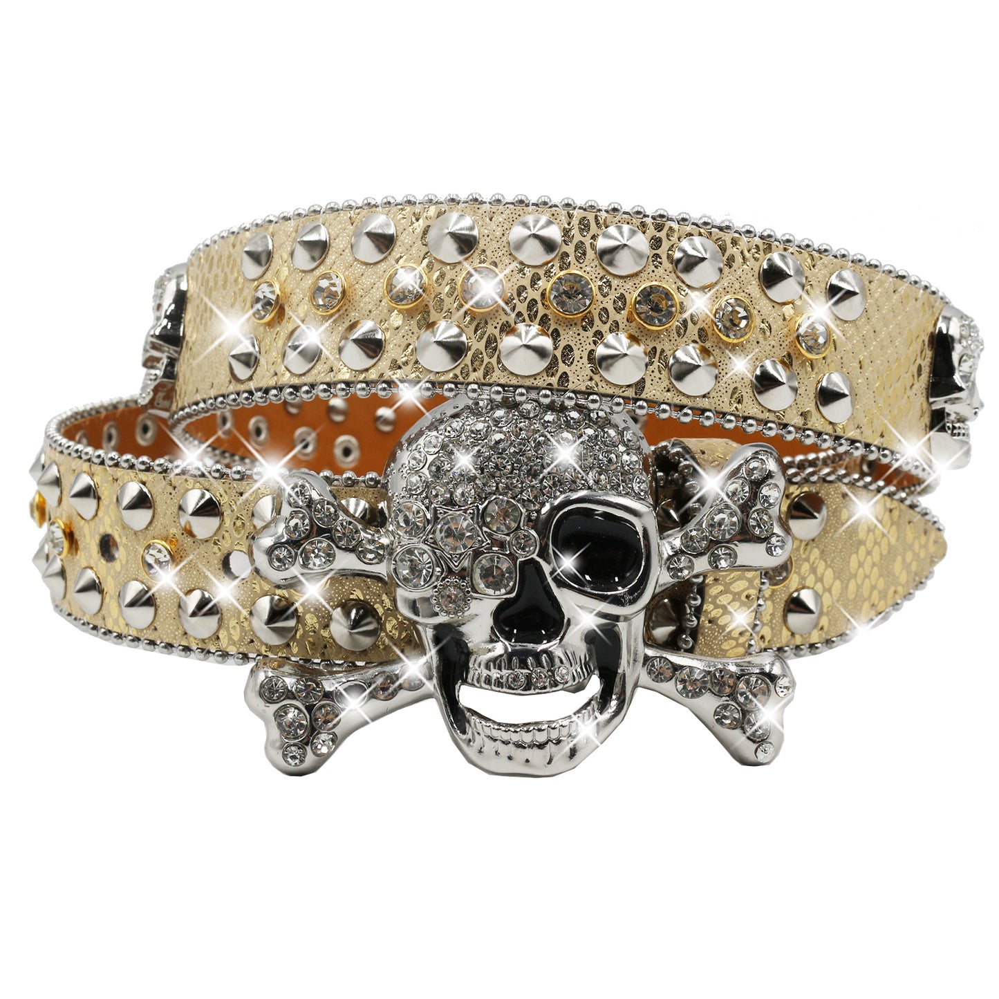 Skull Chain Belt - Y2K Rhinestone & Crystal Punk Belt for Hip Hop Baddie Aesthetic YD002-2