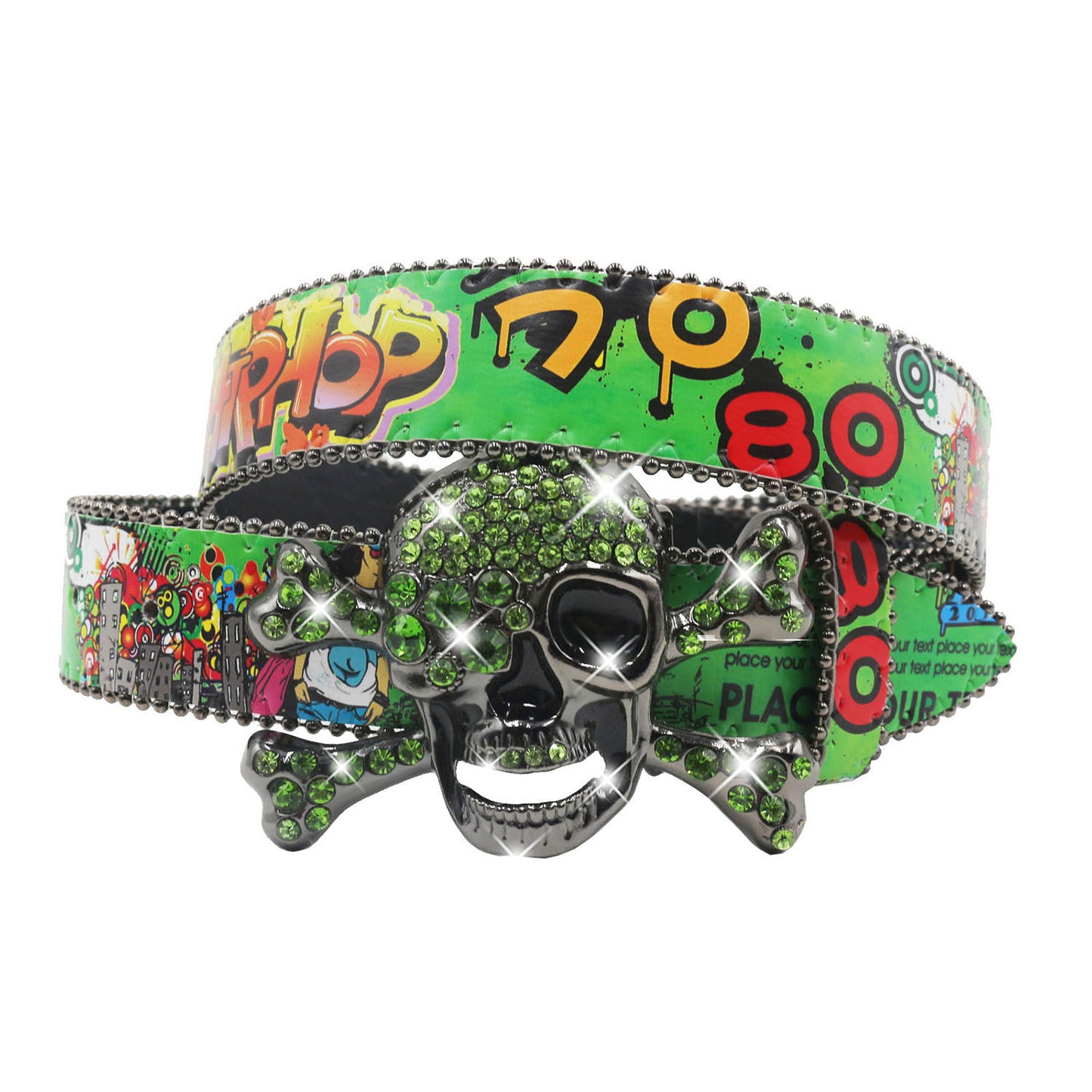 Rhinestone Print Chain Belt - An Edgy Glam Accessory for Night Out & Streetwear YD003-3