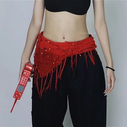 Jazz Dance Hip Chain - Sassy Fringe Waist Accessory with Sequins for Belly Dance PL001