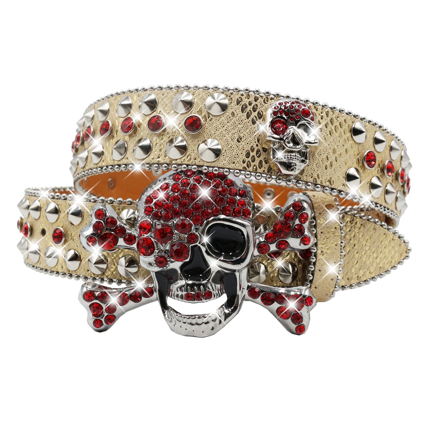 Skull Chain Belt - Y2K Rhinestone & Crystal Punk Belt for Hip Hop Baddie Aesthetic YD002-2