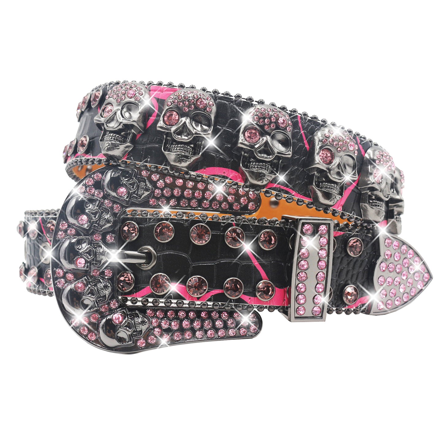 Rhinestone Skull Belt for Y2K - Rapper Hip Hop Style Chain Belt, Edgy Punk Rock Waist Accessory YD002-1
