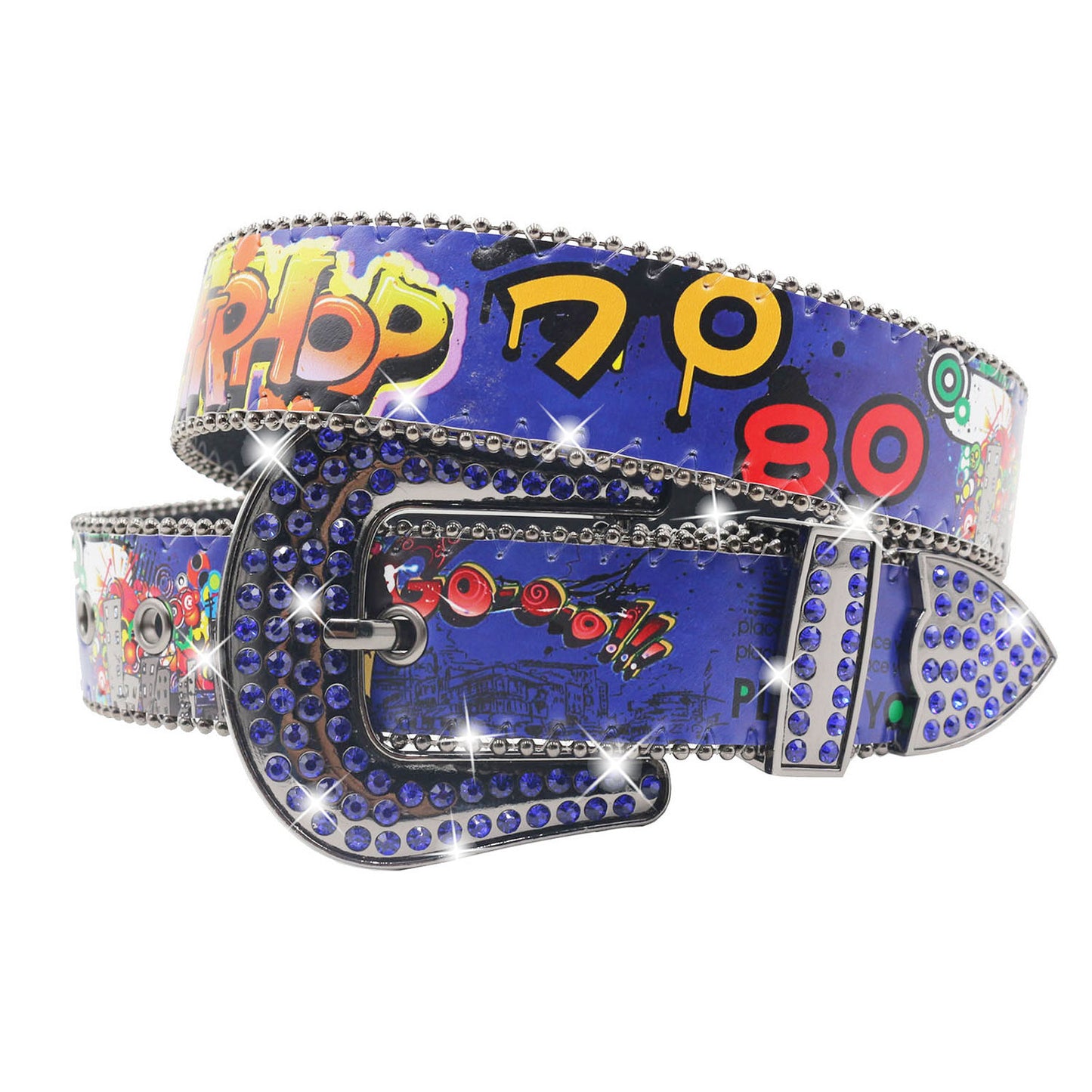 Rhinestone Print Belt - Nightclub & Street Style Rock Hip Hop Punk Chain Belt YD003-2