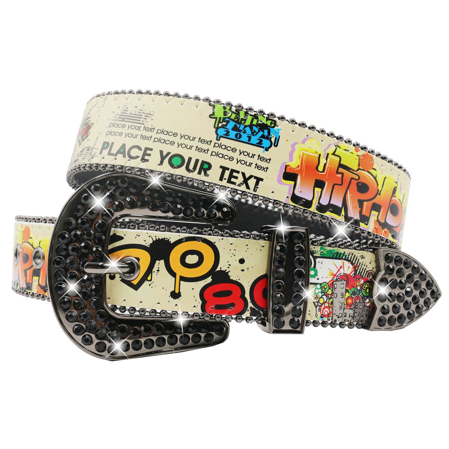 Rhinestone Print Belt - Nightclub & Street Style Rock Hip Hop Punk Chain Belt YD003-2