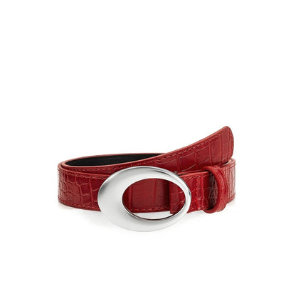 Gevine Original Crocodile Print Design Fashion Belt - Hot Girl Style Advanced Red Waist Belt RCYD001