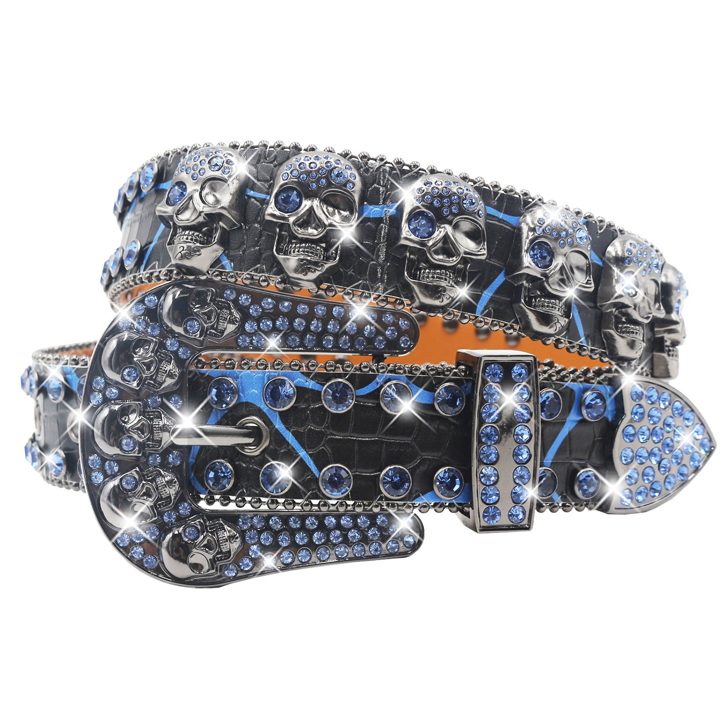 Rhinestone Skull Belt for Y2K - Rapper Hip Hop Style Chain Belt, Edgy Punk Rock Waist Accessory YD002-1