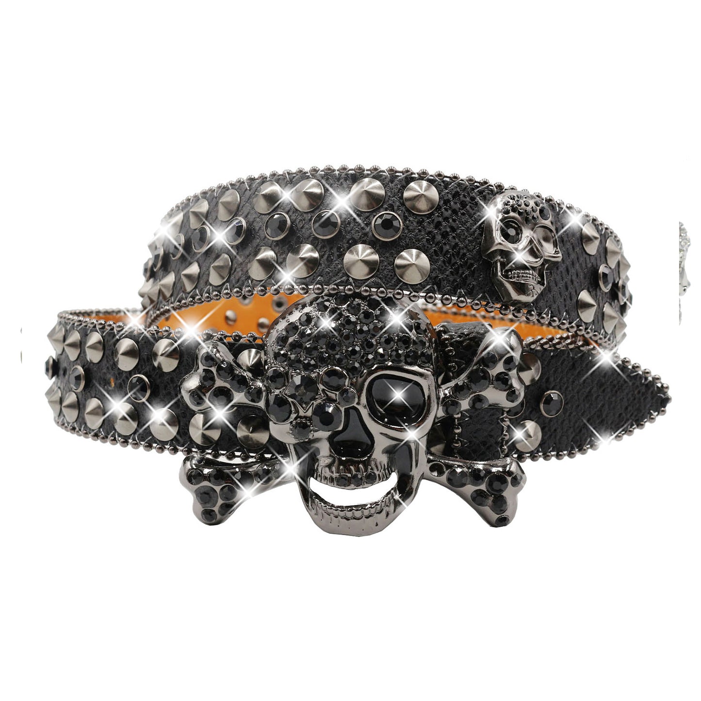 Skull Chain Belt - Y2K Rhinestone & Crystal Punk Belt for Hip Hop Baddie Aesthetic YD002-2