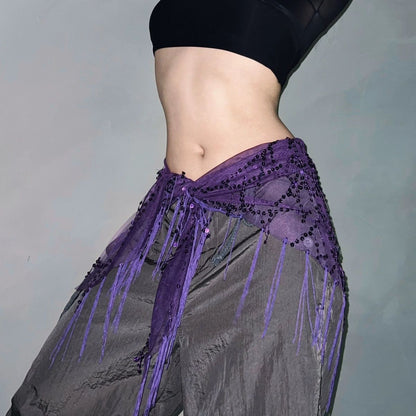 Jazz Dance Hip Chain - Sassy Fringe Waist Accessory with Sequins for Belly Dance PL001