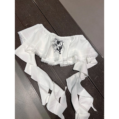 Elegant tassel lace fart curtain female hot girl jazz dance waist layered skirt -