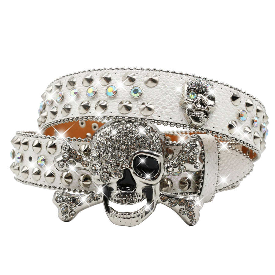 Skull Chain Belt - Y2K Rhinestone & Crystal Punk Belt for Hip Hop Baddie Aesthetic YD002-2
