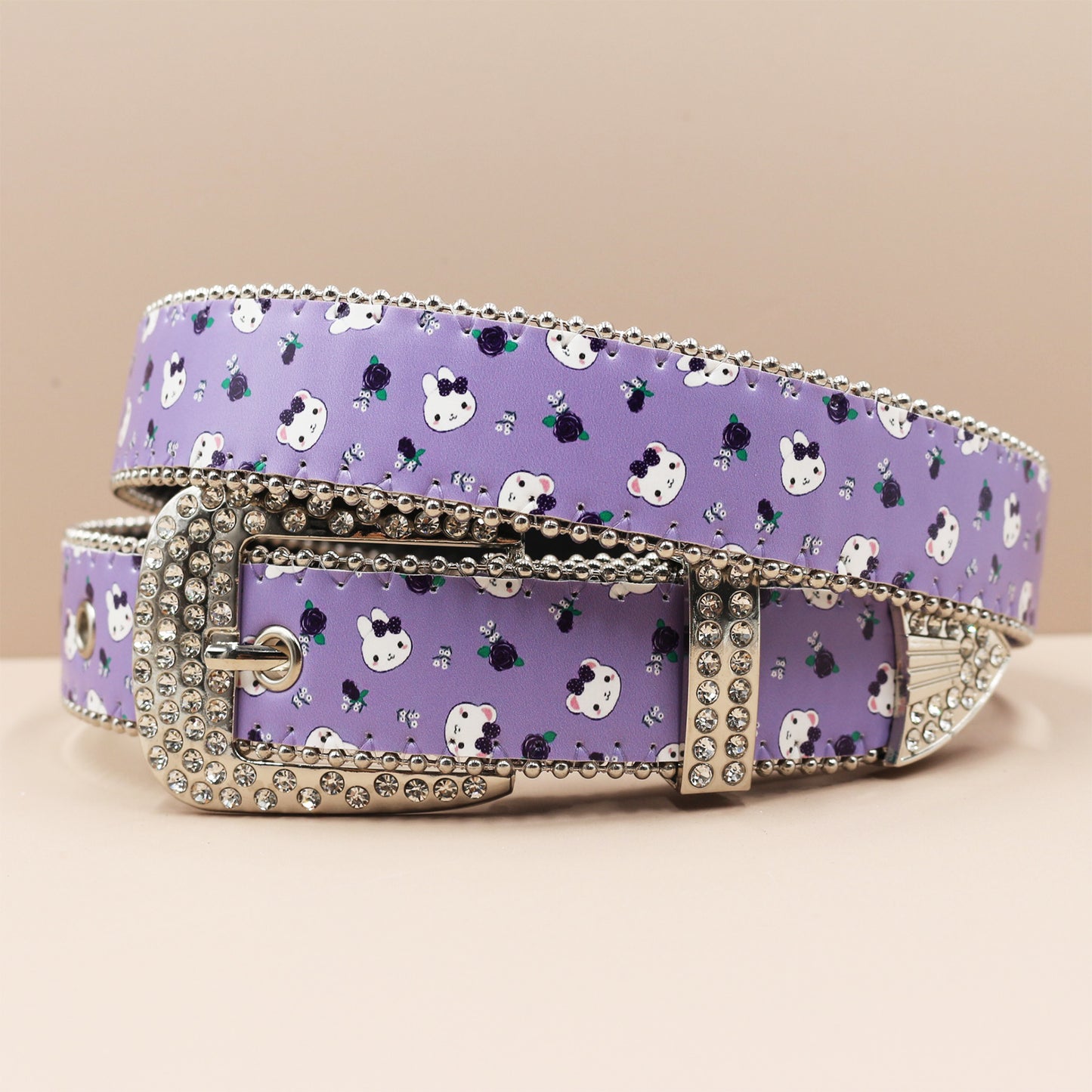 Vintage Print Punk Belt - A Versatile Rhinestone Accessory for Alt-Fashion YD004-3