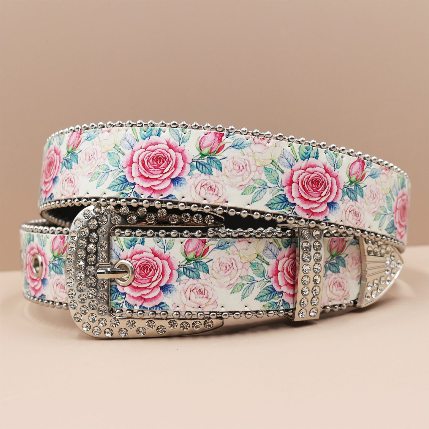 Vintage Print Punk Belt - A Versatile Rhinestone Accessory for Alt-Fashion YD004-2