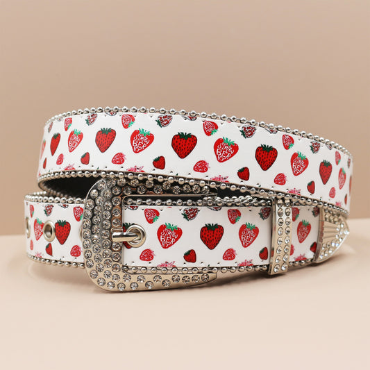 Vintage Print Punk Belt - A Versatile Rhinestone Accessory for Alt-Fashion YD004-3